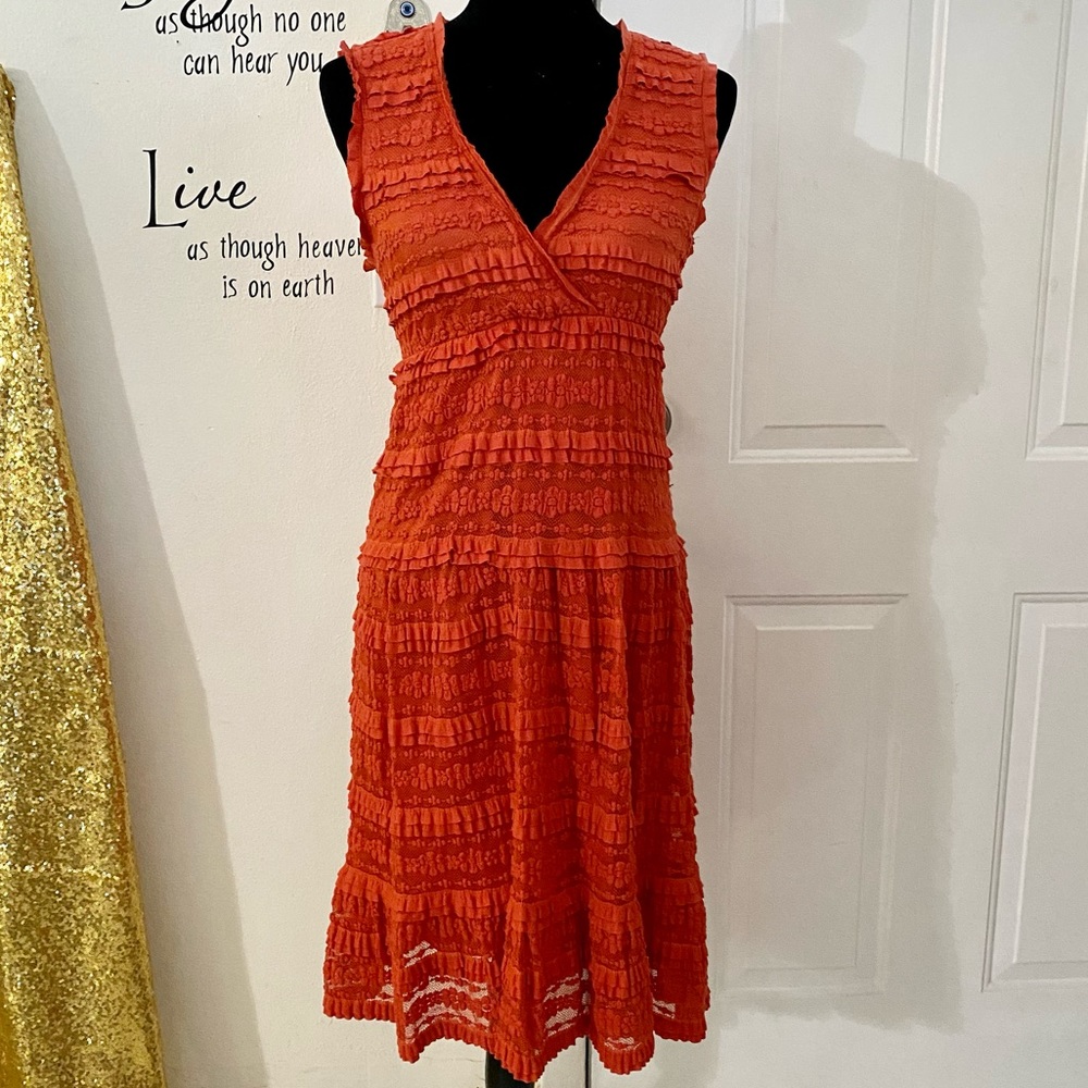 Orange Crochet Lace Summer Dress